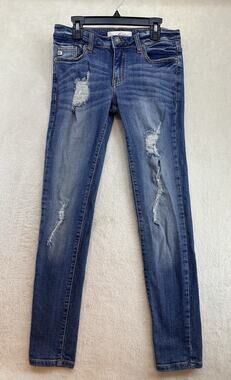 Women's KanCan Distressed Blue Denim Skinny Jeans Medium Wash Size 26